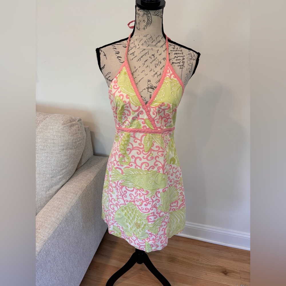 Lilly Pulitzer green and pink print dress size 0